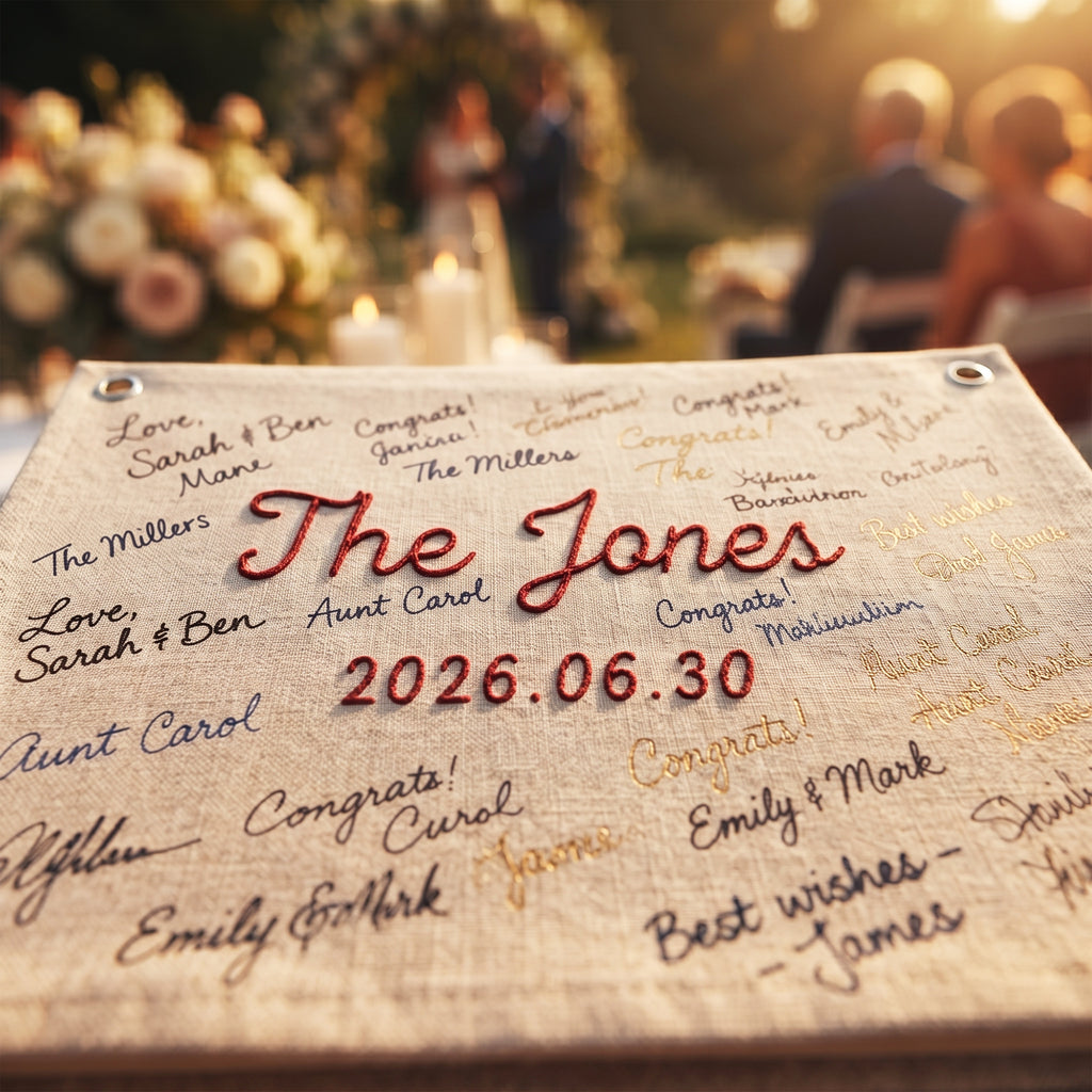 Yarn Name Guest Book with Wedding Date