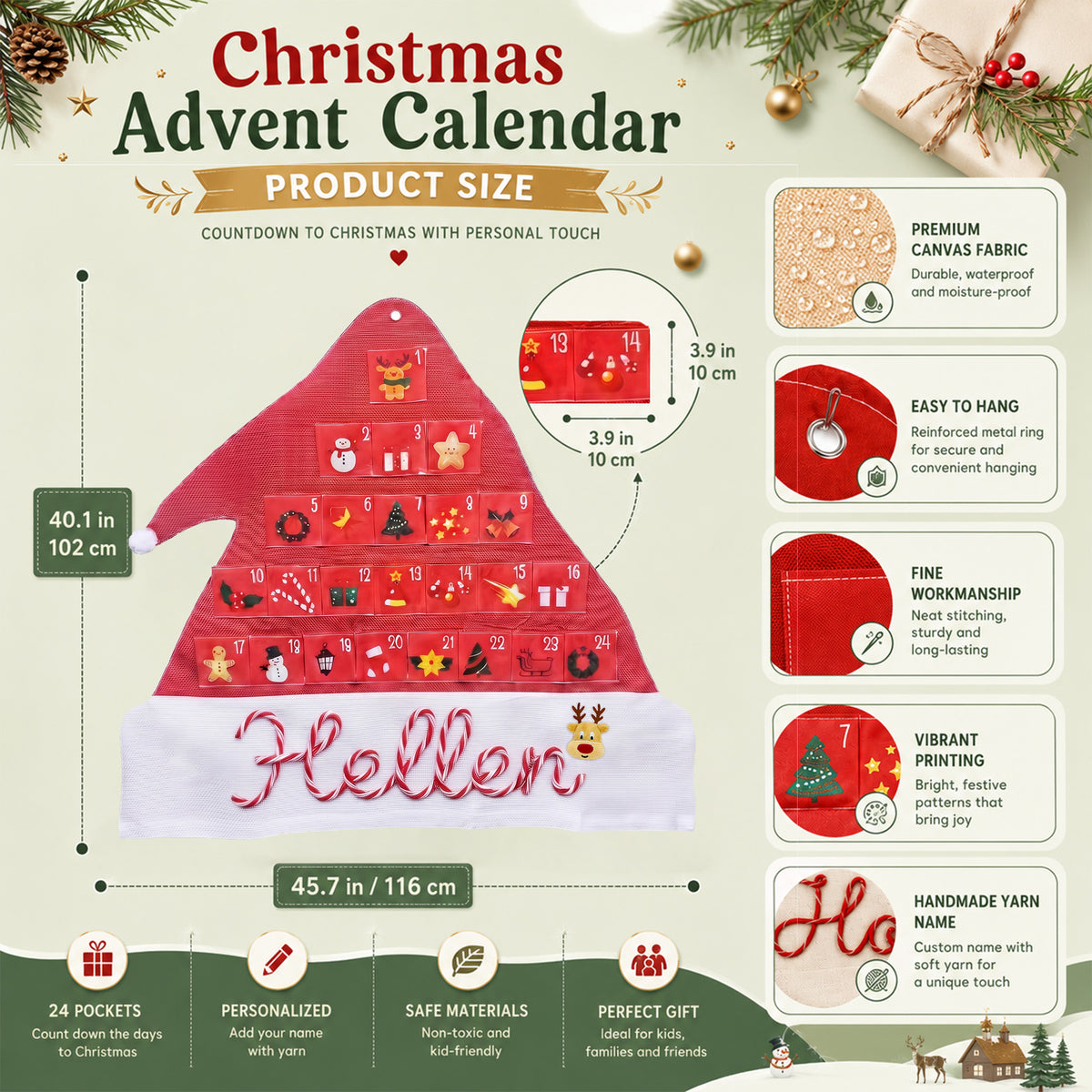Personalized Santa Hat Advent Calendar